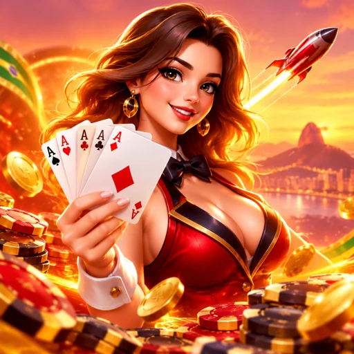 Mesa de pôquer ao vivo com fichas e cartas