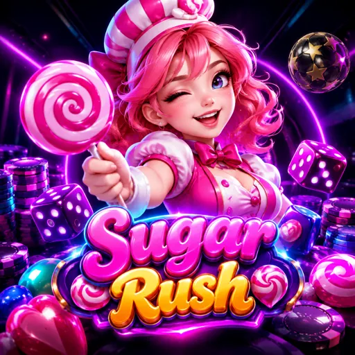 Slot Sugar Rush com doces gelatinosos em grade colorida
